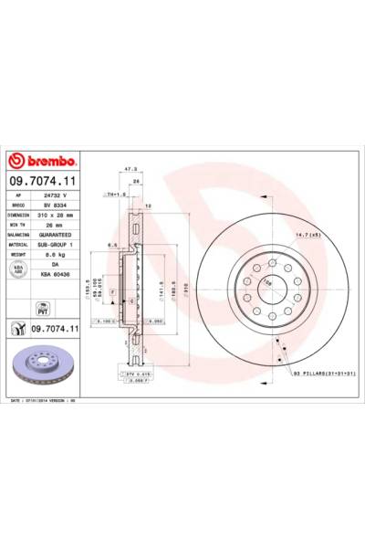 Disco  freno BREMBO 65-09.7074.11