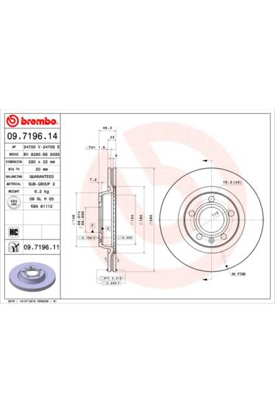 Disco  freno BREMBO 65-09.7196.11