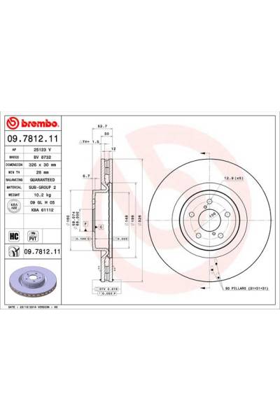 Disco  freno BREMBO 65-09.7812.11