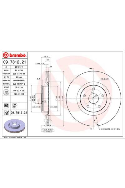 Disco  freno BREMBO 65-09.7812.21