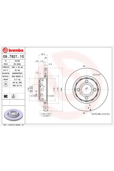 Disco  freno BREMBO 65-09.7821.10