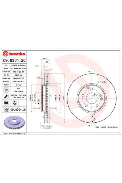 Disco  freno BREMBO 65-09.8304.21