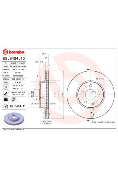 Disco  freno BREMBO 65-09.8404.11