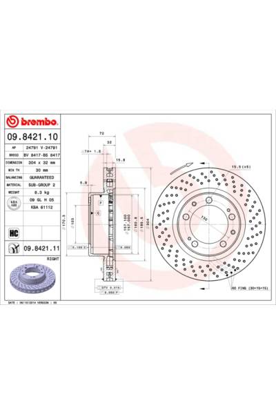 Disco  freno BREMBO 65-09.8421.11