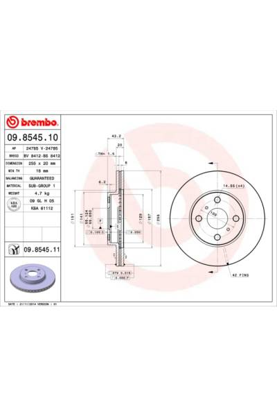 Disco freno brembo 65-09.8545.11