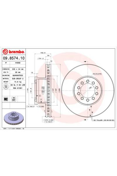 Disco freno brembo 65-09.8574.10