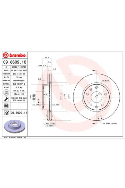 Disco  freno BREMBO 65-09.8609.11