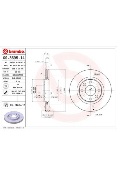 Disco  freno BREMBO 65-09.8695.11