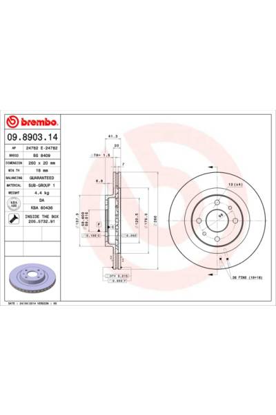 Disco  freno BREMBO 65-09.8903.14