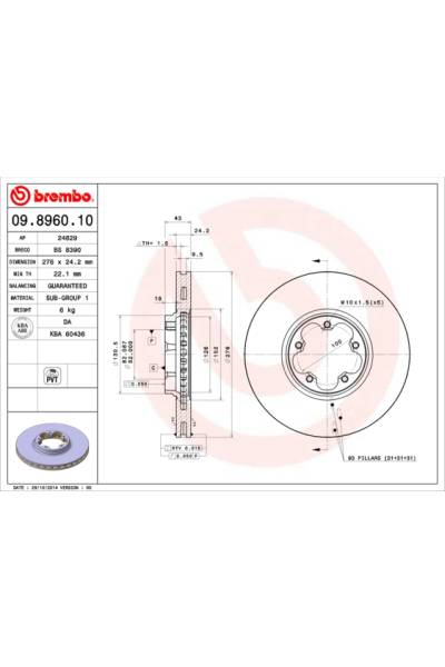 Disco  freno BREMBO 65-09.8960.10