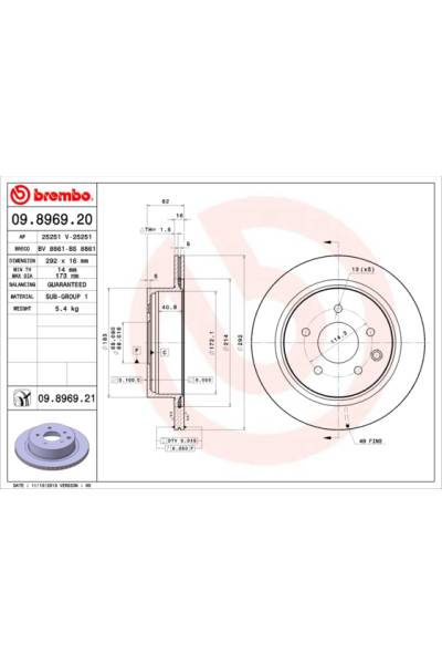 Disco  freno BREMBO 65-09.8969.21