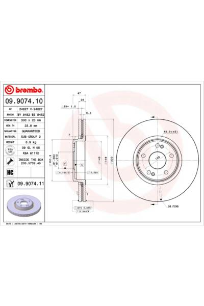 Disco  freno BREMBO 65-09.9074.11