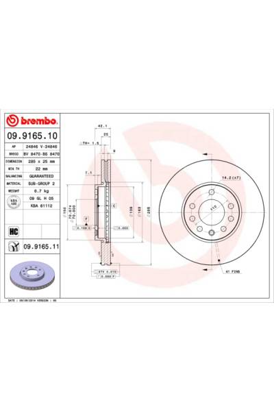 Disco  freno BREMBO 65-09.9165.11