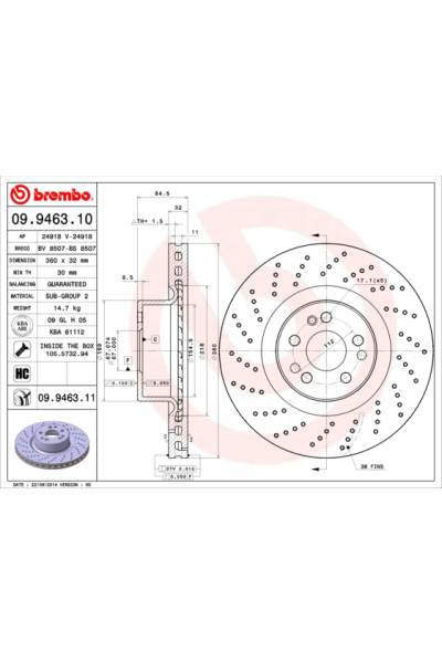 Disco  freno BREMBO 65-09.9463.11