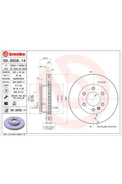 Disco  freno BREMBO 65-09.9508.11