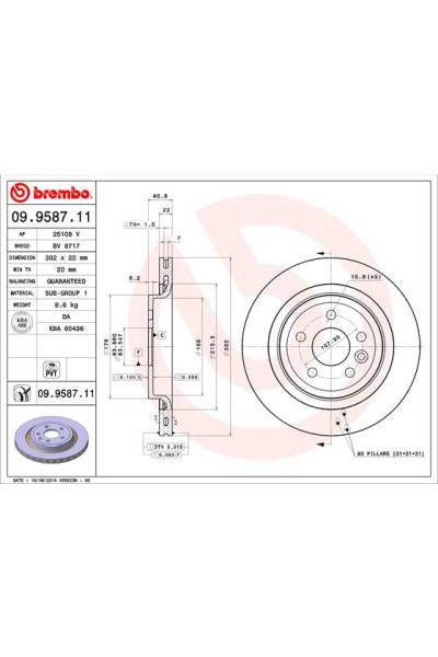 Disco  freno BREMBO 65-09.9587.11