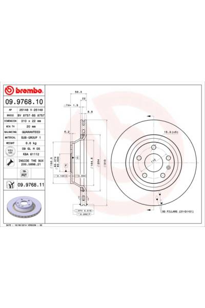 Disco  freno BREMBO 65-09.9768.11