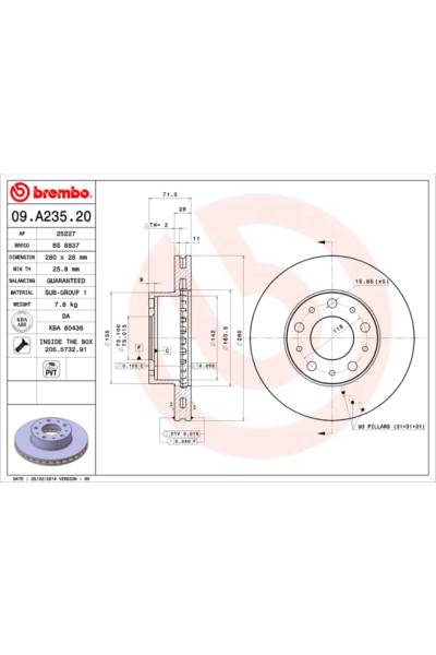 Disco  freno BREMBO 65-09.A235.20