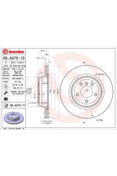 Disco  freno BREMBO 65-09.A270.11