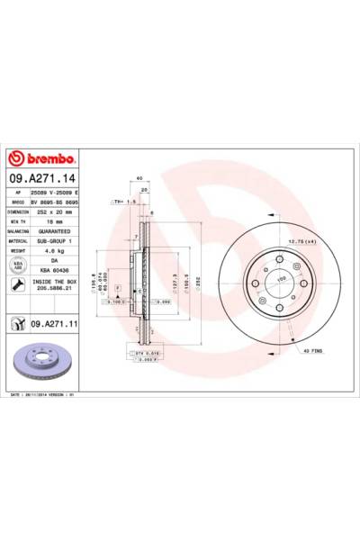 Disco freno brembo 65-09.A271.11