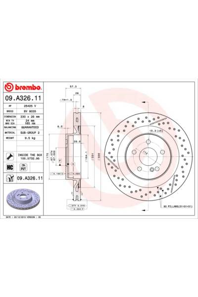 Disco freno brembo 65-09.A326.11