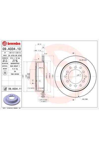 Disco  freno BREMBO 65-09.A334.11