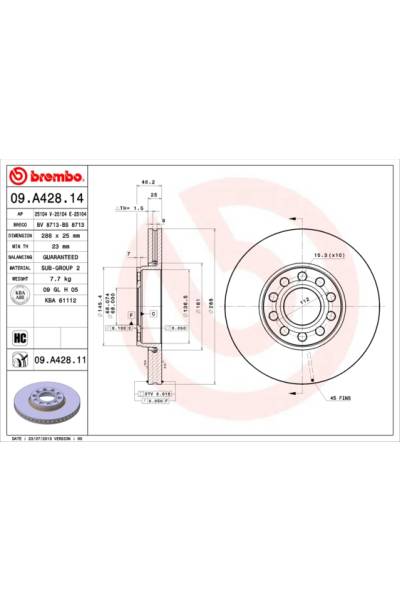 Disco  freno BREMBO 65-09.A428.11