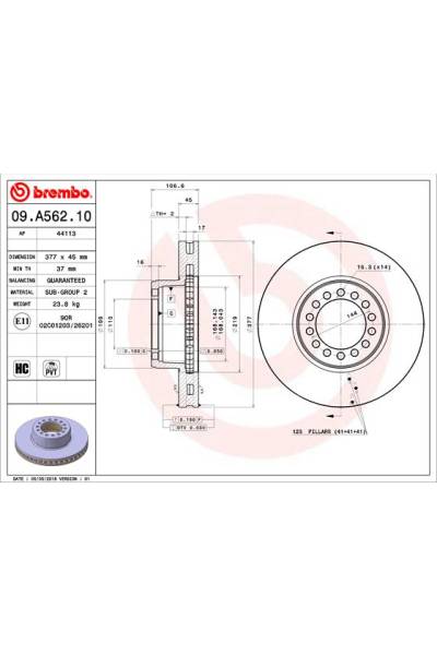 Disco freno brembo 65-09.A562.10