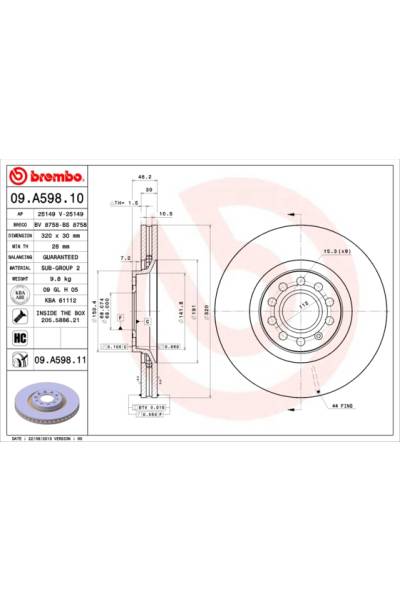 Disco  freno BREMBO 65-09.A598.11