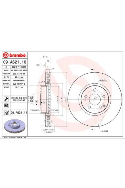 Disco  freno BREMBO 65-09.A621.11