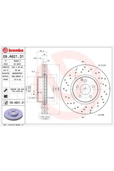 Disco  freno BREMBO 65-09.A621.31