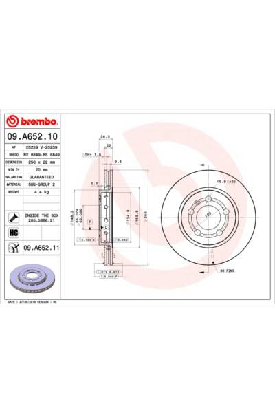 Disco  freno BREMBO 65-09.A652.11