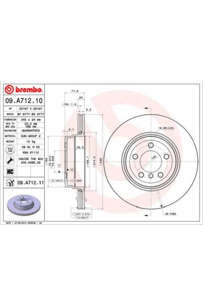 Disco  freno BREMBO 65-09.A712.11