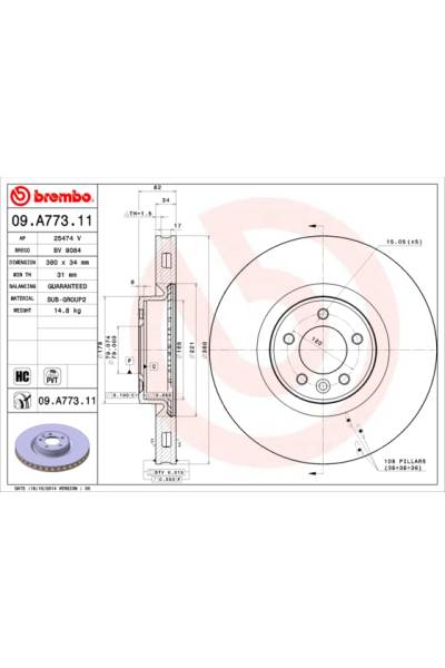 Disco freno brembo 65-09.A773.11