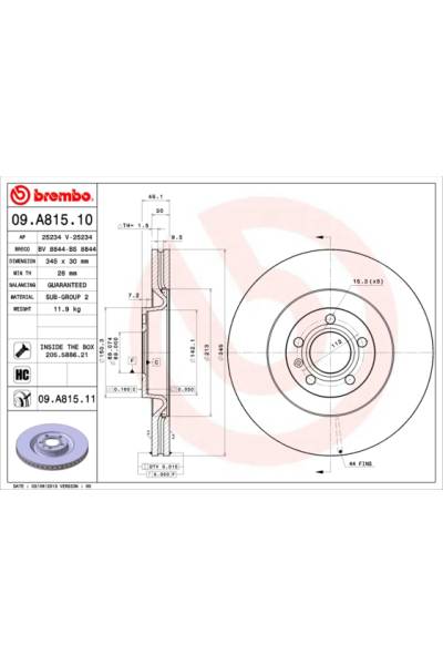 Disco  freno BREMBO 65-09.A815.11