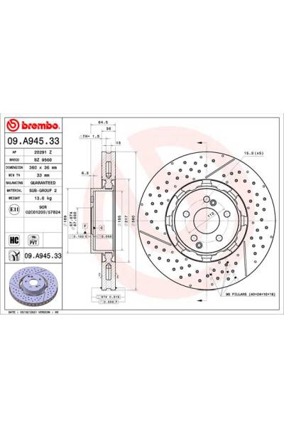 Disco freno brembo 65-09.A945.33