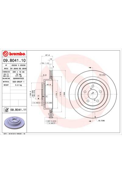 Disco  freno BREMBO 65-09.B041.11