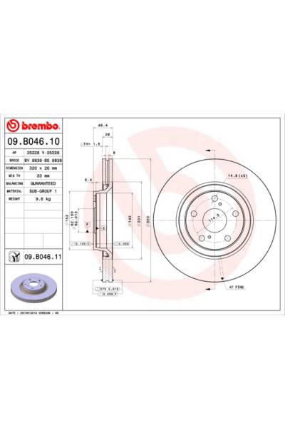 Disco  freno BREMBO 65-09.B046.11