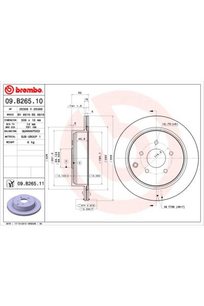 Disco  freno BREMBO 65-09.B265.11