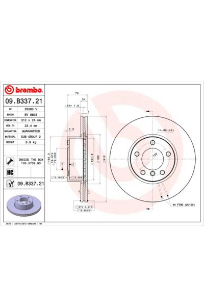 Disco  freno BREMBO 65-09.B337.21