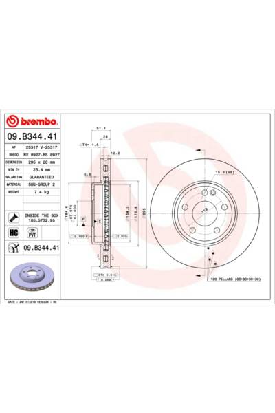 Disco  freno BREMBO 65-09.B344.41