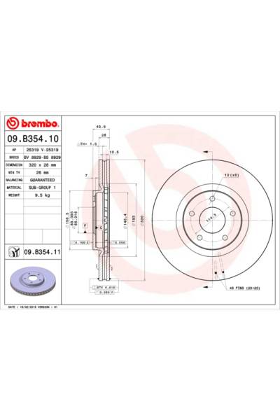 Disco freno brembo 65-09.B354.11