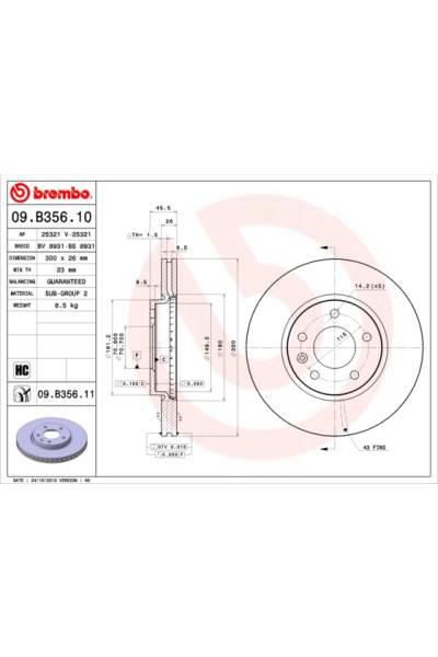 Disco  freno BREMBO 65-09.B356.11