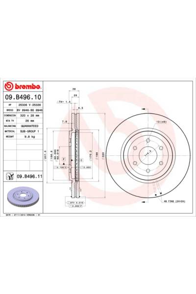 Disco freno brembo 65-09.B496.11