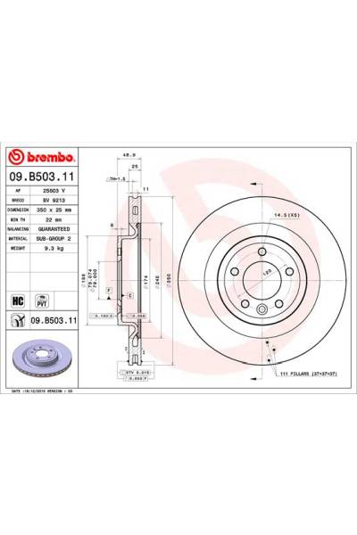 Disco freno brembo 65-09.B503.11