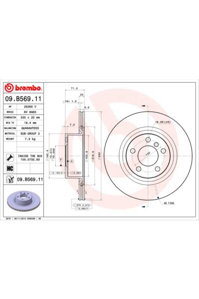 Disco  freno BREMBO 65-09.B569.11