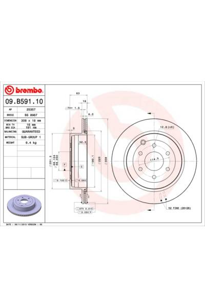 Disco  freno BREMBO 65-09.B591.10