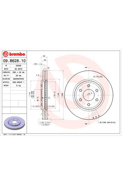 Disco  freno BREMBO 65-09.B628.10