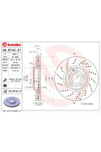 Disco  freno BREMBO 65-09.B742.51