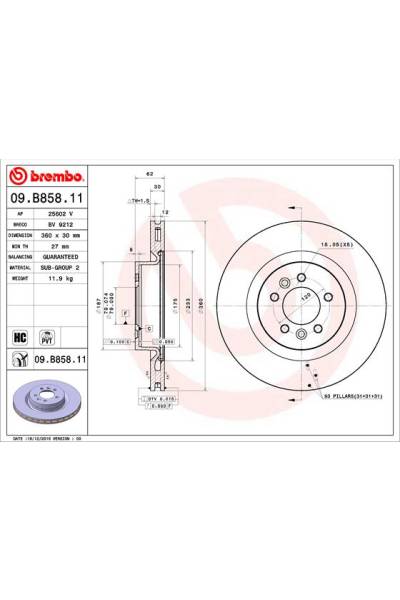 Disco freno brembo 65-09.B858.11